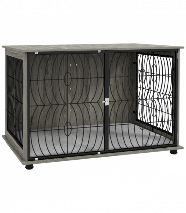 PawHut 44.5" Dog Crate Furniture End Table w/ Cushion for Extra Large Dogs