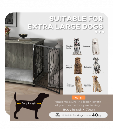 PawHut 44.5" Dog Crate Furniture End Table w/ Cushion for Extra Large Dogs