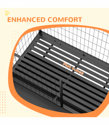 PawHut 48" Heavy Duty Dog Crate on Wheels w/ Bowl Holder, Removable Tray