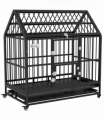 PawHut 48" Heavy Duty Dog Crate on Wheels w/ Removable Tray, Openable Top