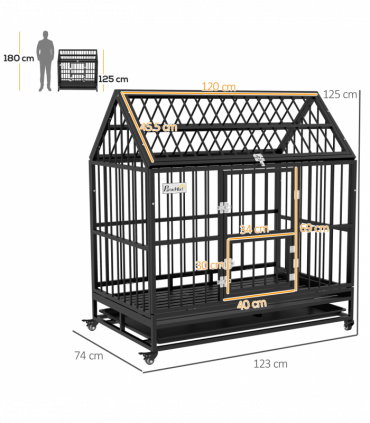 PawHut 48" Heavy Duty Dog Crate on Wheels w/ Removable Tray, Openable Top