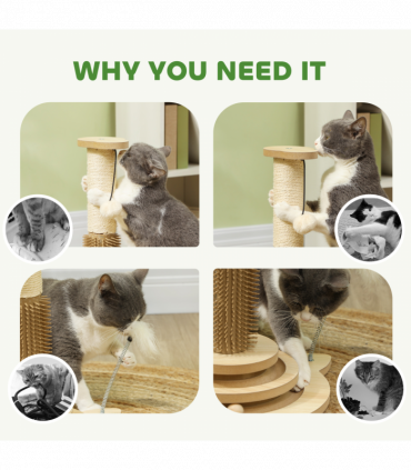 PawHut 49cm Cat Scratching Post with Interactive Track Ball Toy for Indoor