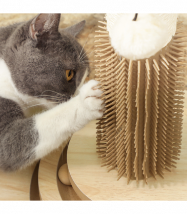 PawHut 49cm Cat Scratching Post with Interactive Track Ball Toy for Indoor