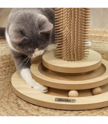 PawHut 49cm Cat Scratching Post with Interactive Track Ball Toy for Indoor