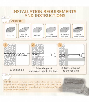 PawHut 4PCs Cat Wall Furniture with Hammock, Ladder, Platforms, Steps, Grey