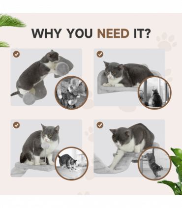 PawHut 4PCs Cat Wall Shelves with Steps, Ladder, Jumping Platforms