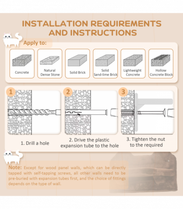 PawHut 4PCs Wall Mounted Cat Tree Cat Wall Shelves W/ Scratching Post Dark Brown