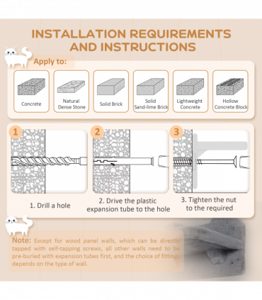 PawHut 4PCs Wall Mounted Cat Tree Cat Wall Shelves W/ Scratching Post Dark Grey