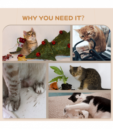 PawHut 4PCs Wall Mounted Cat Tree Cat Wall Shelves W/ Scratching Post Grey