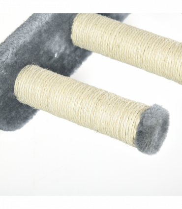 PawHut 4PCs Wall Mounted Cat Tree Cat Wall Shelves W/ Scratching Post Grey