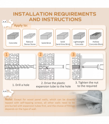 PawHut 4PCs Wall Mounted Cat Tree Cat Wall Shelves W/ Scratching Post Grey