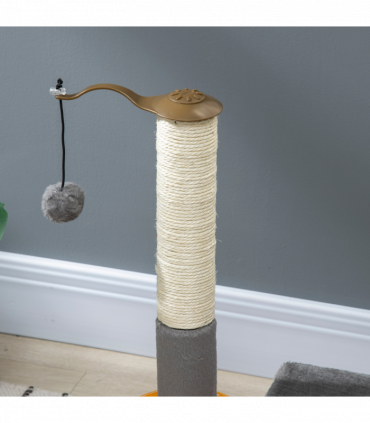 PawHut 56cm Cat Tree for Indoor Cats, Scratching Post w/ Cat Toys - Grey