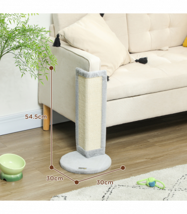 PawHut 56cm Corner Cat Scratching Post with Sisal Scratching Pad, Grey