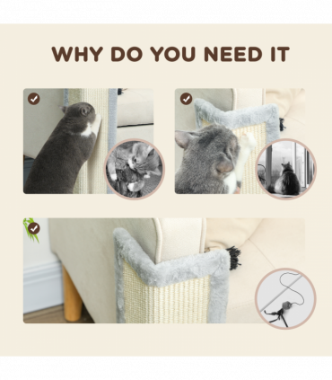 PawHut 56cm Corner Cat Scratching Post with Sisal Scratching Pad, Grey