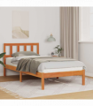 vidaXL Bed Frame with Headboard Wax brown 75 x 190 cm Solid pine wood