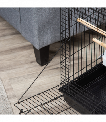 PawHut 59cm Bird Cage with Openable Top, Stand, Tray, Handles, Feeding Bowls
