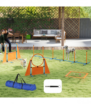 PawHut 6 Pieces Dog Agility Equipment, Obstacle Training Course Kit, Orange