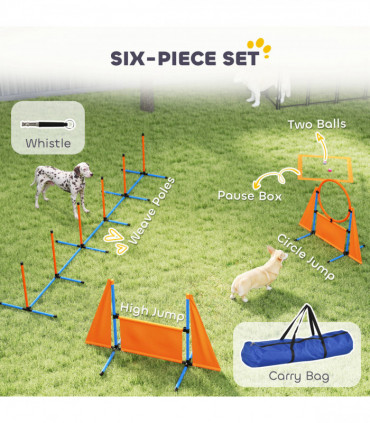 PawHut 6 Pieces Dog Agility Equipment, Obstacle Training Course Kit, Orange