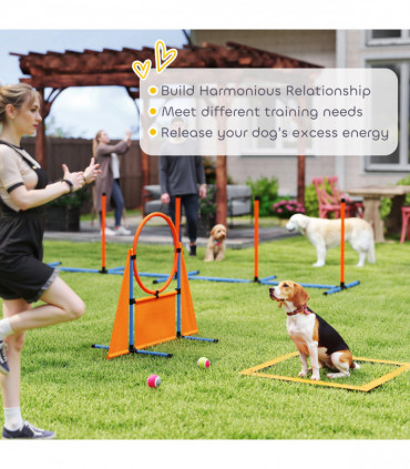 PawHut 6 Pieces Dog Agility Equipment, Obstacle Training Course Kit, Orange