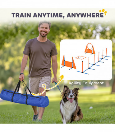PawHut 6 Pieces Dog Agility Equipment, Obstacle Training Course Kit, Orange