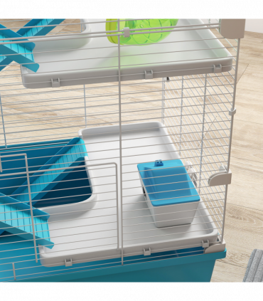 PawHut 6 Tier Hamster Cage with Twin Tower and Accessories, Light Blue