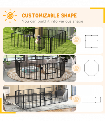 PawHut 60cm 8 Panels Heavy-Duty Dog Playpen for Small Dogs
