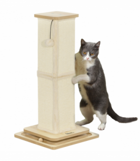 PawHut 67cm Cat Scratching Post 3 in 1 Cat Scratcher w/ Track Ball Toy