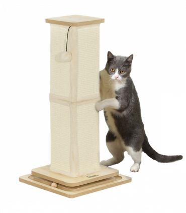 PawHut 67cm Cat Scratching Post 3 in 1 Cat Scratcher w/ Track Ball Toy