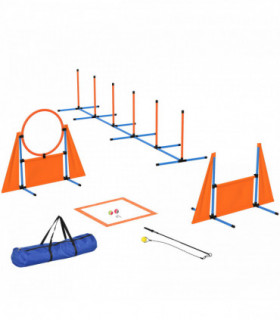 PawHut 7-Piece Dog Agility Equipment, Obstacle Training Course Kit, Orange