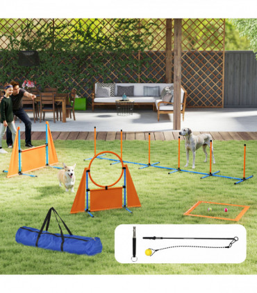 PawHut 7-Piece Dog Agility Equipment, Obstacle Training Course Kit, Orange