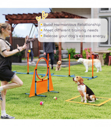 PawHut 7-Piece Dog Agility Equipment, Obstacle Training Course Kit, Orange