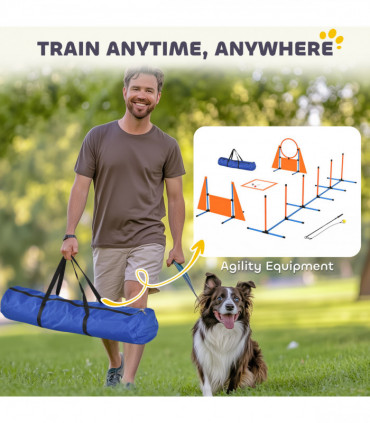 PawHut 7-Piece Dog Agility Equipment, Obstacle Training Course Kit, Orange
