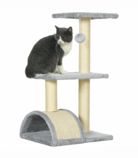 PawHut 72cm Cat Tree Climbing Tower with Sisal Scratching Post - Light Grey
