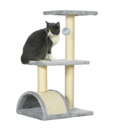 PawHut 72cm Cat Tree Climbing Tower with Sisal Scratching Post - Light Grey