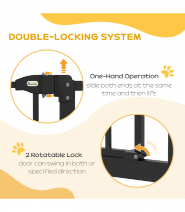 PawHut 74-100cm Adjustable Metal Pet Gate Safety Barrier w/ Auto-Close Black