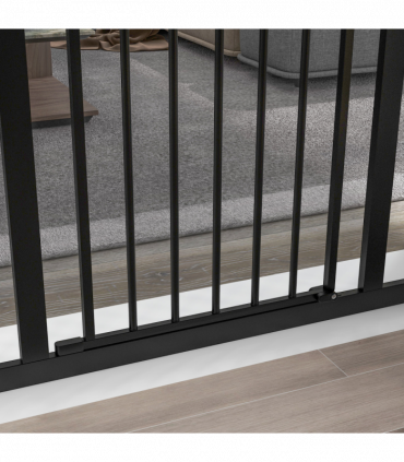 PawHut 74-100cm Adjustable Metal Pet Gate Safety Barrier w/ Auto-Close Black