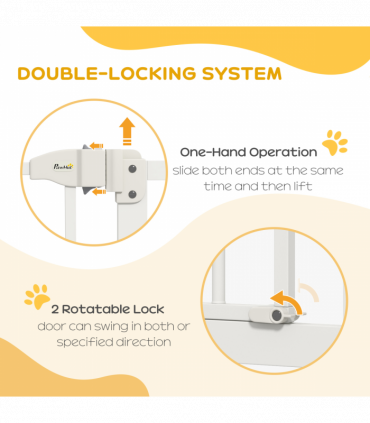 PawHut 74-100cm Adjustable Metal Pet Gate Safety Barrier w/ Auto-Close White