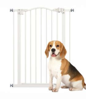 PawHut 74-80cm Adjustable Metal Pet Gate Safety Barrier w/ Auto-Close Door White