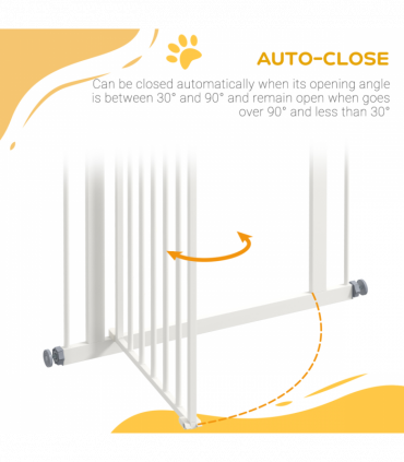 PawHut 74-80cm Adjustable Metal Pet Gate Safety Barrier w/ Auto-Close Door White