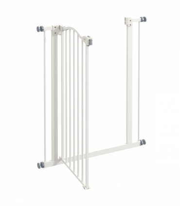PawHut 74-80cm Adjustable Metal Pet Gate Safety Barrier w/ Auto-Close Door White