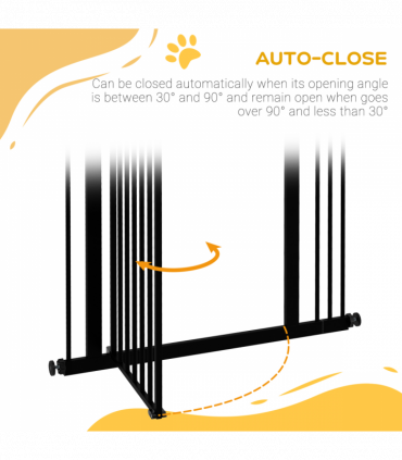 PawHut 74-87cm Adjustable Metal Pet Gate Safety Barrier w/ Auto-Close Door Black