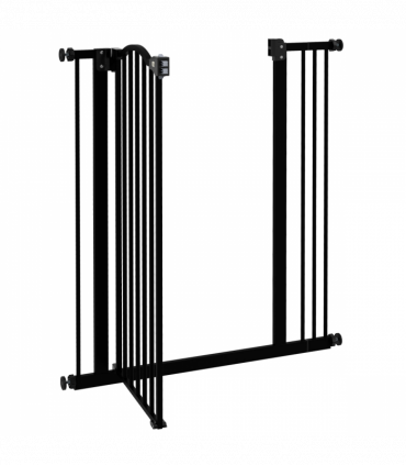 PawHut 74-87cm Adjustable Metal Pet Gate Safety Barrier w/ Auto-Close Door Black