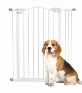 PawHut 74-87cm Adjustable Metal Pet Gate Safety Barrier w/ Auto-Close Door White