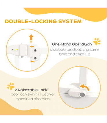 PawHut 74-87cm Adjustable Metal Pet Gate Safety Barrier w/ Auto-Close Door White