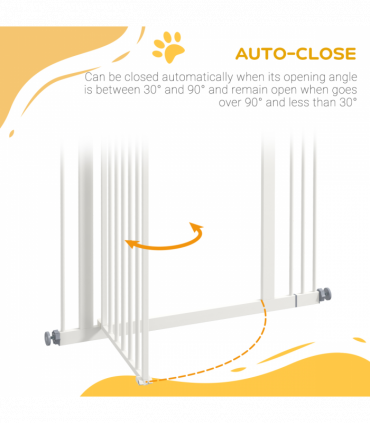 PawHut 74-87cm Adjustable Metal Pet Gate Safety Barrier w/ Auto-Close Door White