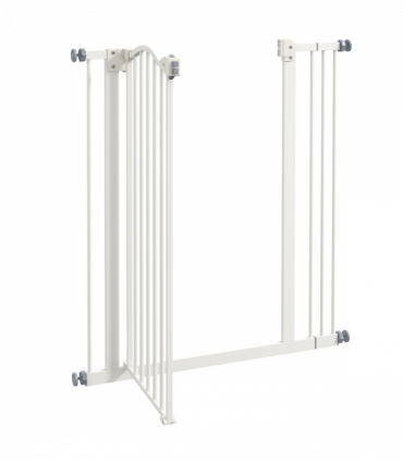 PawHut 74-87cm Adjustable Metal Pet Gate Safety Barrier w/ Auto-Close Door White