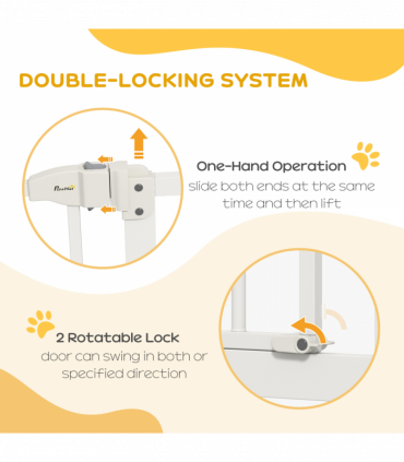 PawHut 74-87cm Adjustable Metal Pet Gate Safety Barrier w/ Auto-Close White