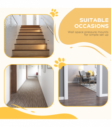 PawHut 74-94cm Adjustable Metal Pet Gate Safety Barrier w/ Auto-Close Door Black