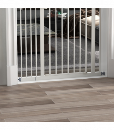 PawHut 74-94cm Adjustable Metal Pet Gate Safety Barrier w/ Auto-Close White