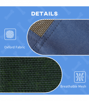 PawHut 76cm Elevated Dog Bed Cooling Raised Pet Cot UV Protection Canopy Blue